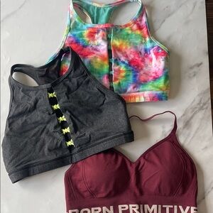 Born Primitive Women's Sports Bra Trio - Tie-Dye, Charcoal, Burgundy